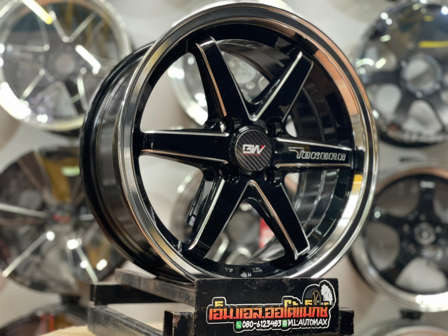 ล้อแม็กซ์ขอบ15 Brightwheels BW-54 ขอบ15 กว้าง7 ออฟ35 4รู100 สีดำขอบเงา(LP/B)