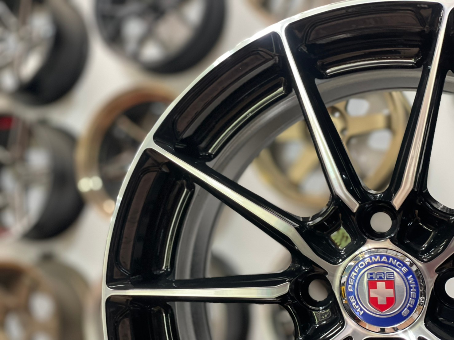 ล้อแม็กขอบ15 HRE Model 308 งานไทย SSW 4รู100 กว้าง6.5 ออฟ35 สีดำขอบหน้าเงา