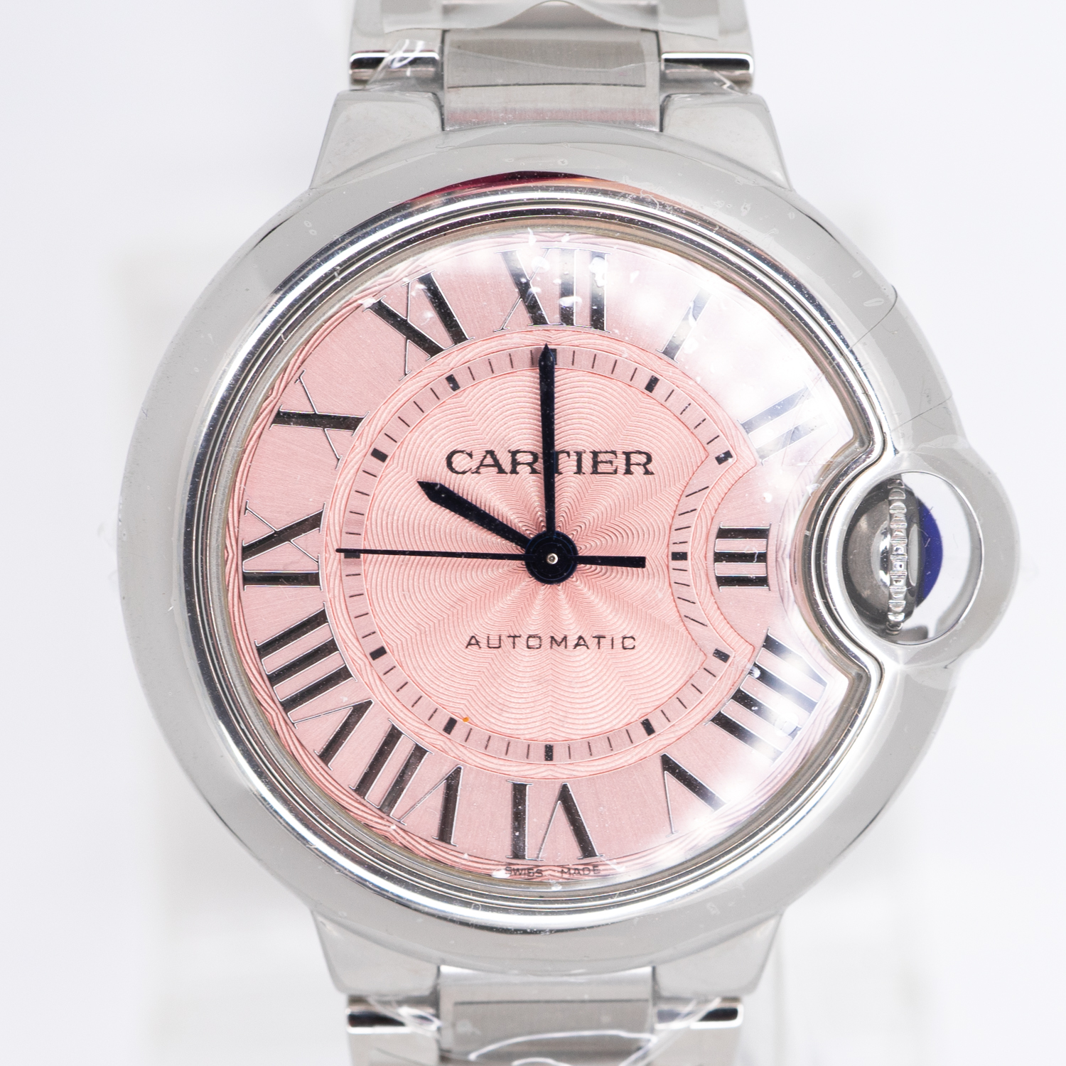 นาฬิกา Cartier Ballon Bleu De Cartier Pink Dial Watch Size 33mm. in Stainless Steel Automatic Movement with Steel Bracelet Ref.W6920100 +กล่องและการ์ดไทย2020 (Used)