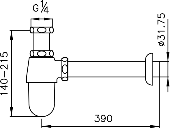 COTTO CT680AX(HM) ท่อน้ำทิ้งอ่างล้างหน้าแบบกระปุก ยาว 39 ซม.
