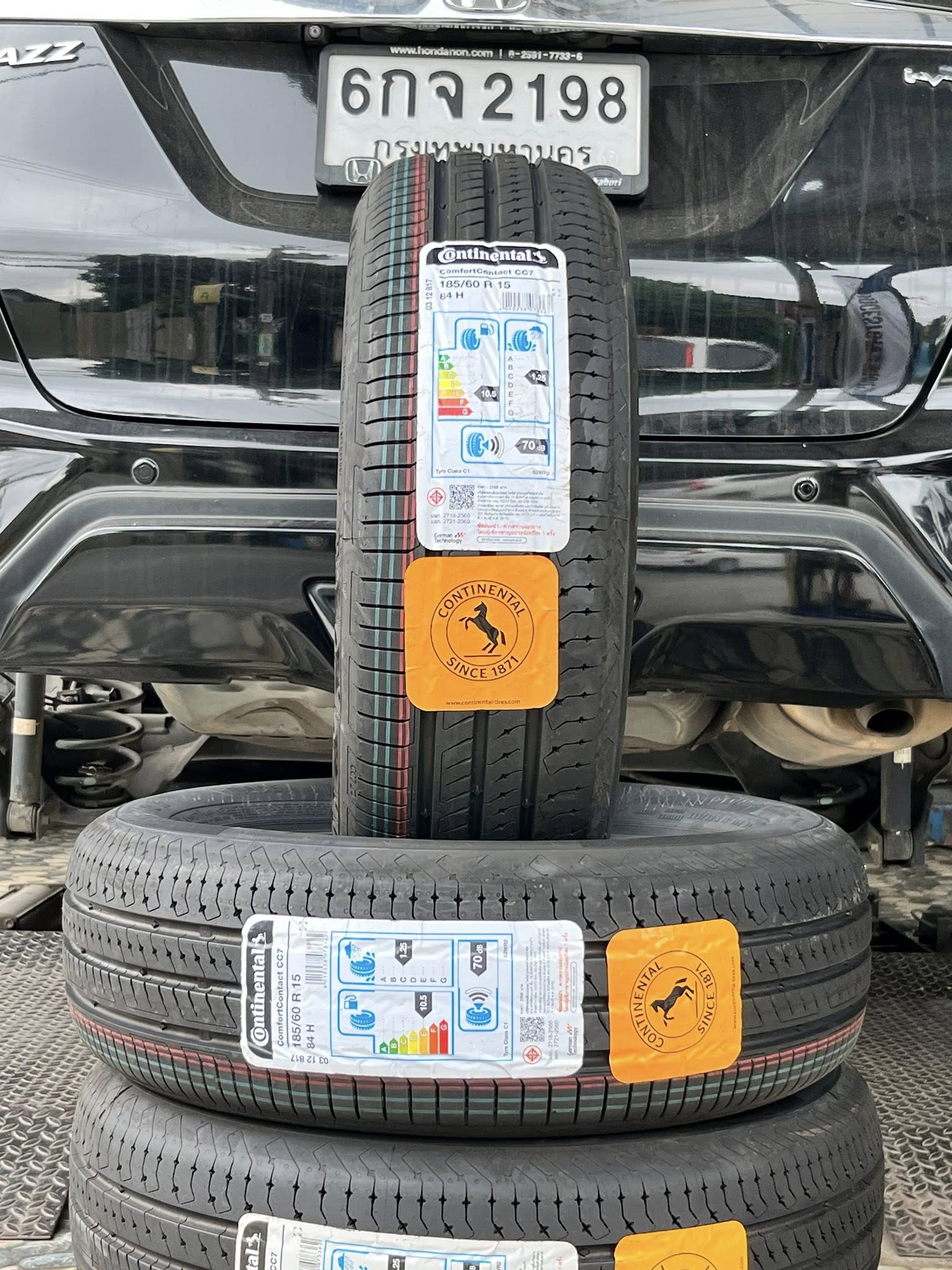 #HONDA_JAZZ🚘เปลี่ยนยาง 🛞🐘#Continental_CC7_185/60R15