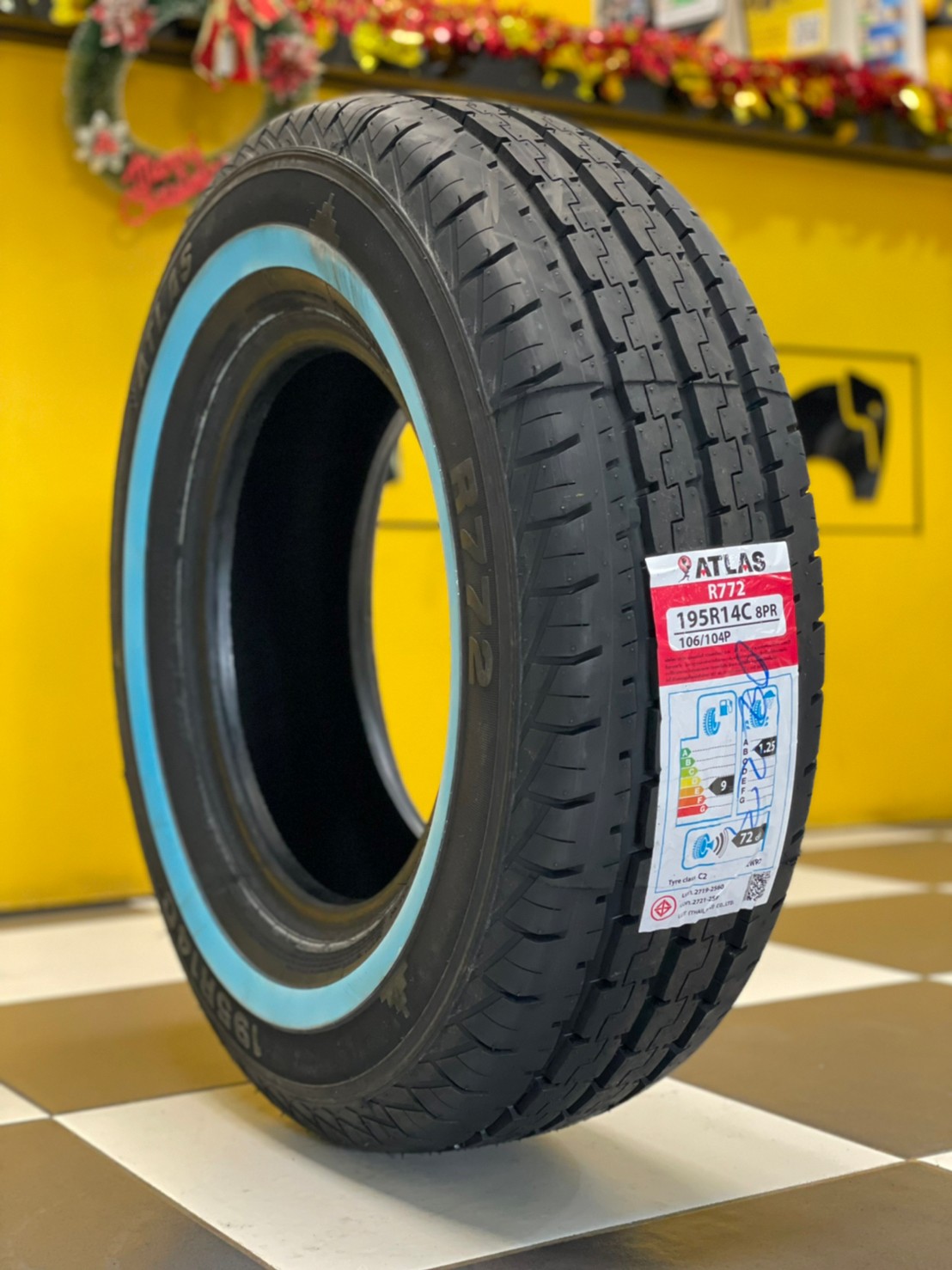 ยางขอบขาวแท้ ATLAS R772 195R14 ยางใหม่ปี2023