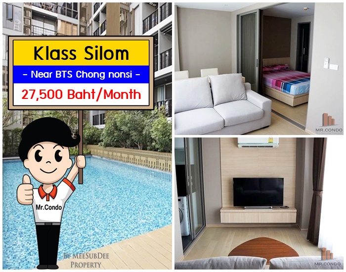 *ให้เช่า* Klass Silom ห้องมุมสวย แต่งครบ ใจกลางสีลม ใกล้ BTS ช่องนนทรี 400 เมตร.