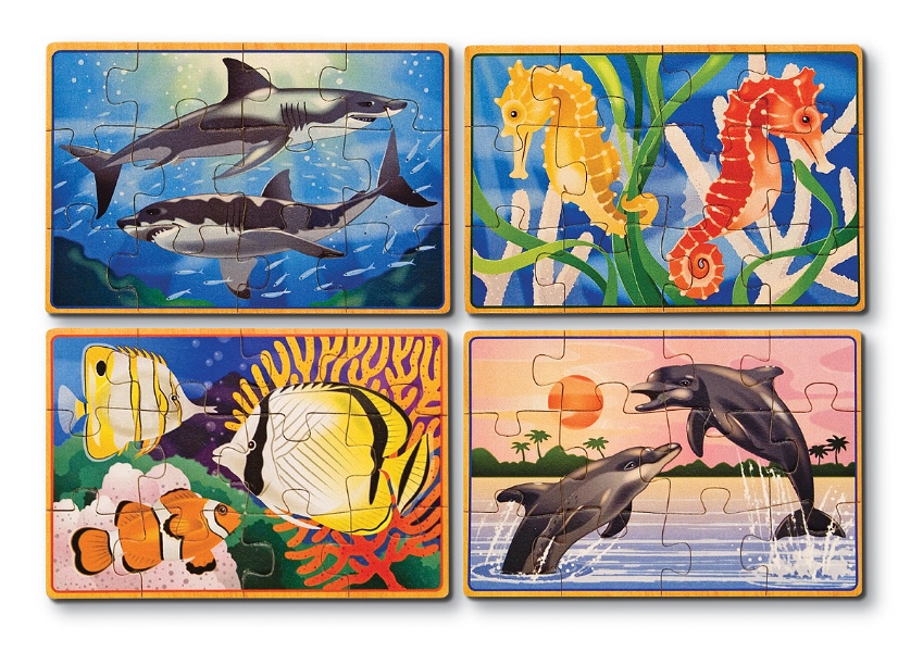 JBM129-3795 Wooden Jigsaw Puzzle in a Box - 12 pcs Sea Life