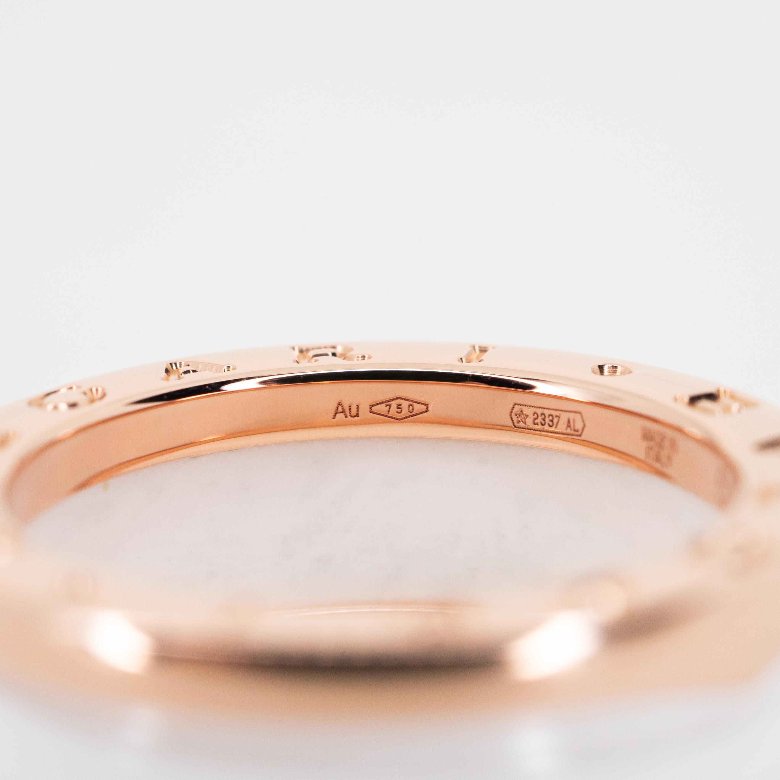 แหวน Bvlgari B.zero1 2band white ceramic ทองชมพู18K ไซส์ 50# (Used)