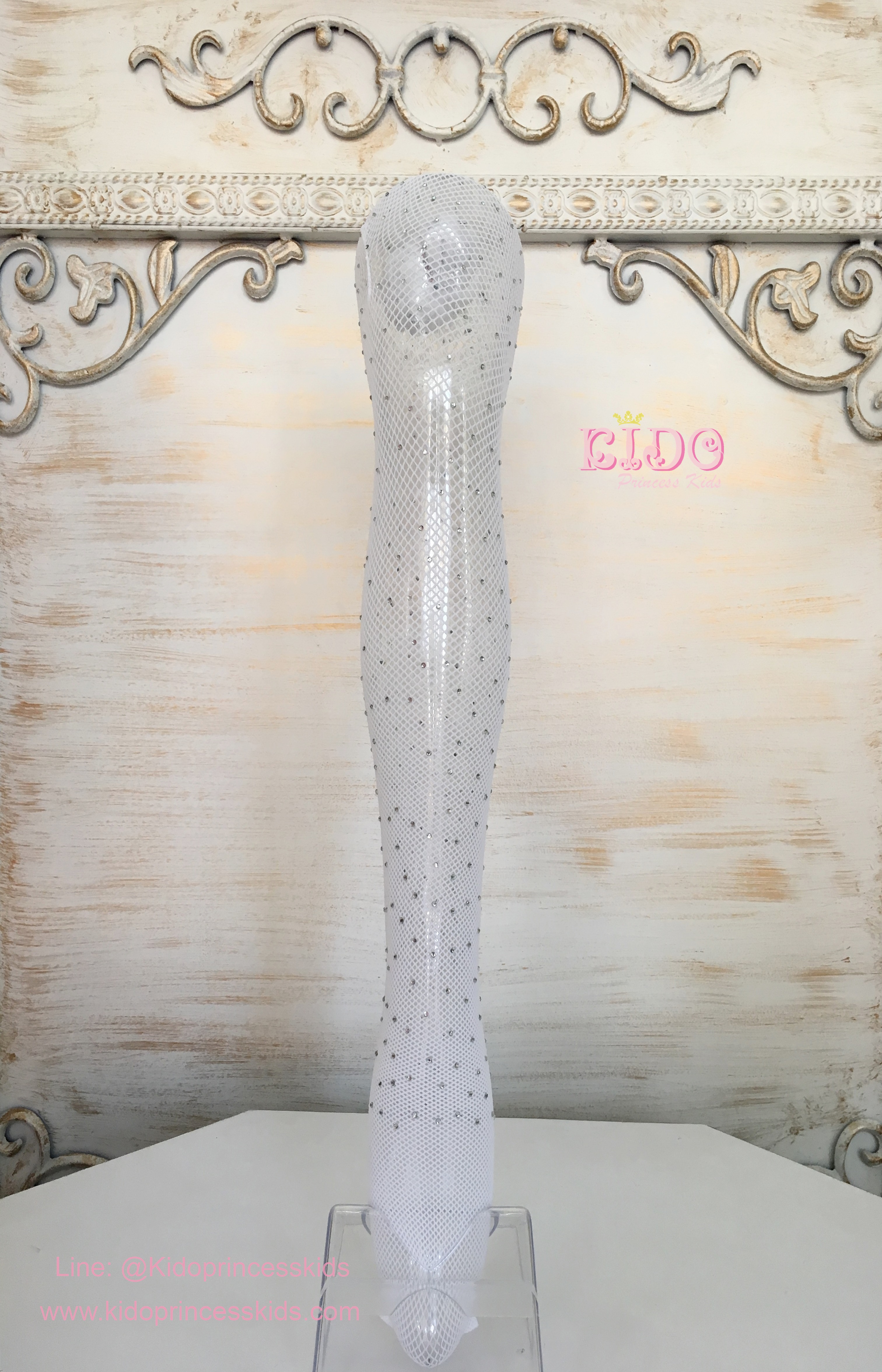 ถุงน่องตาข่ายเด็ก(หน้าร้านอยู่รัชดา)แบบไม่มีเพชร และมีเพชร L204 สีขาว สวยหรูดูแพงมาก