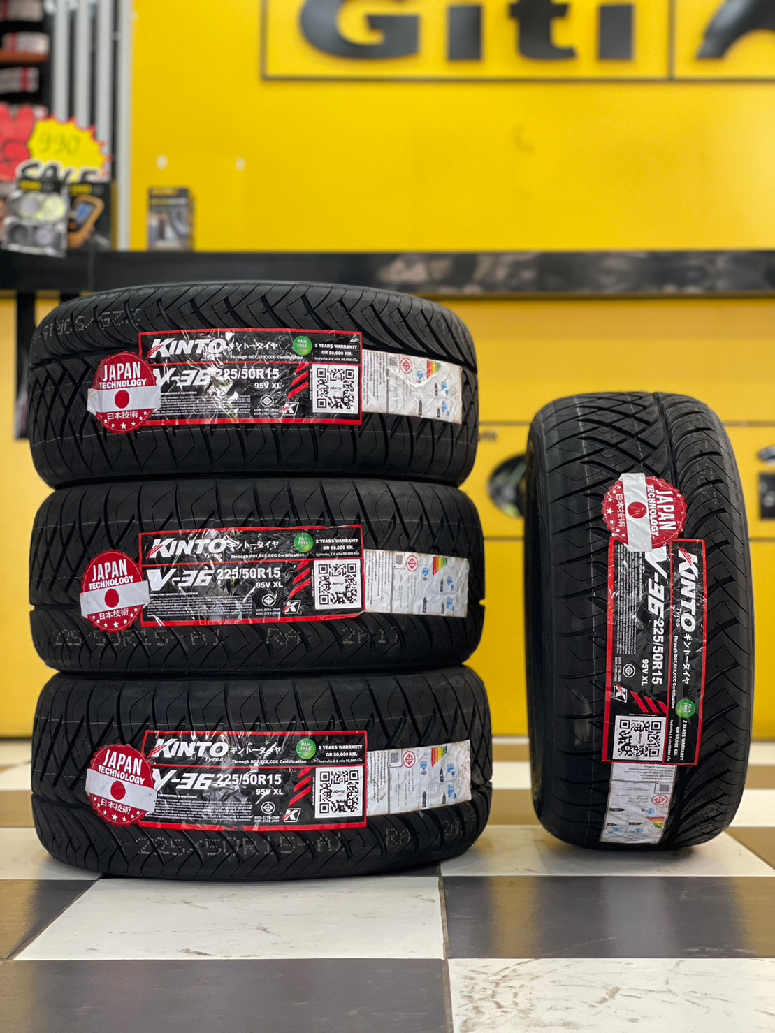 KINTO V36 225/50R15 ยางใหม่ปี2023 ยางสปอร์ต นุ่มหบึบคุณภาพดี