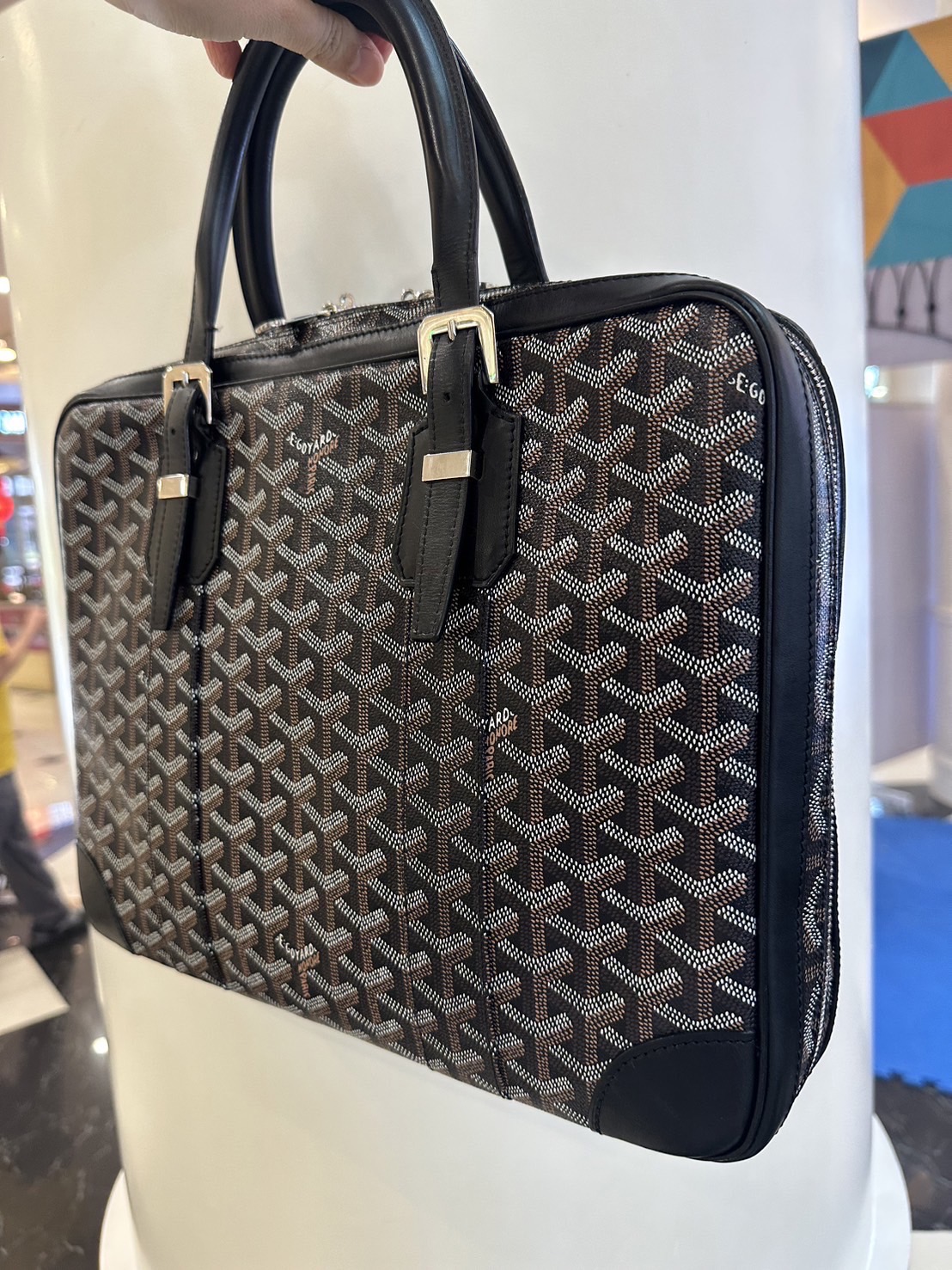 กระเป๋าใส่เอกสาร Goyard Black Goyardine Canvas and Leather Ambassade PM Briefcase มือสอง