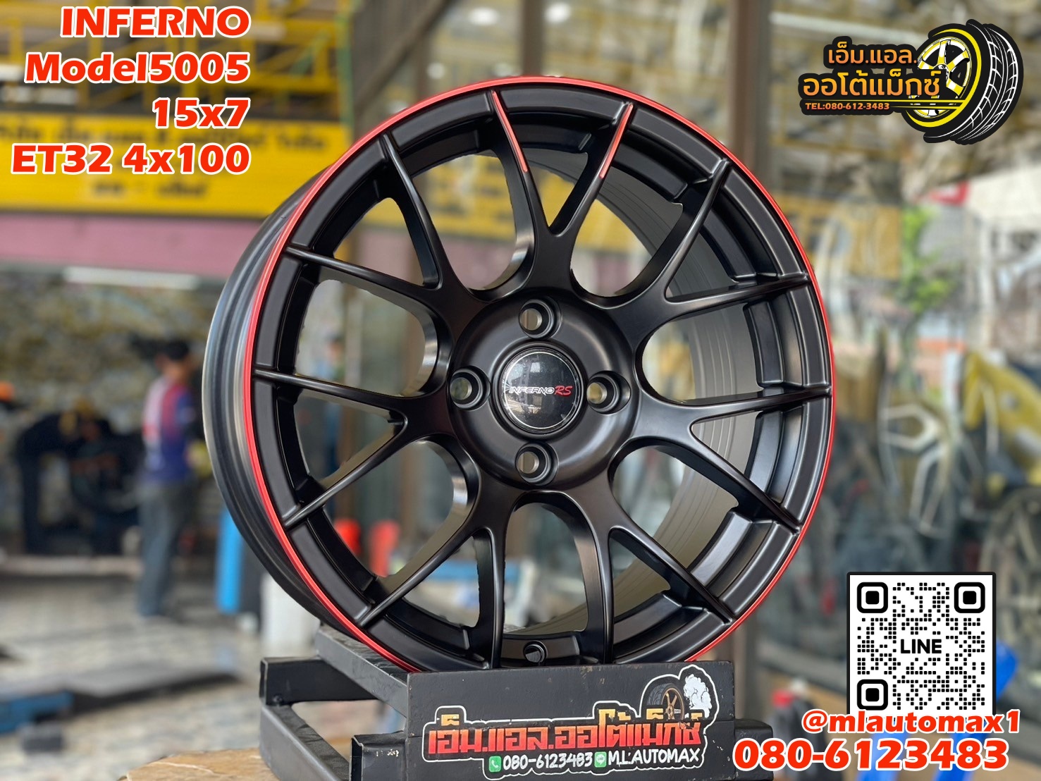 #ล้อแม็กซ์ใหม่ขอบ15" #INFERNO Model5005 15x7 ET32 4x100 สีดำ