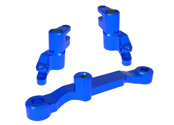 10743-BLUE Steering bellcranks, draglink (blue-anodized 6061-T6 aluminum)/ 3x13mm SS (with threadlock) (2)/ 3x12mm BCS (with threadlock) (2)/ 3x15mm BCS (with threadlock) (1)/ 5x8x2.5mm ball