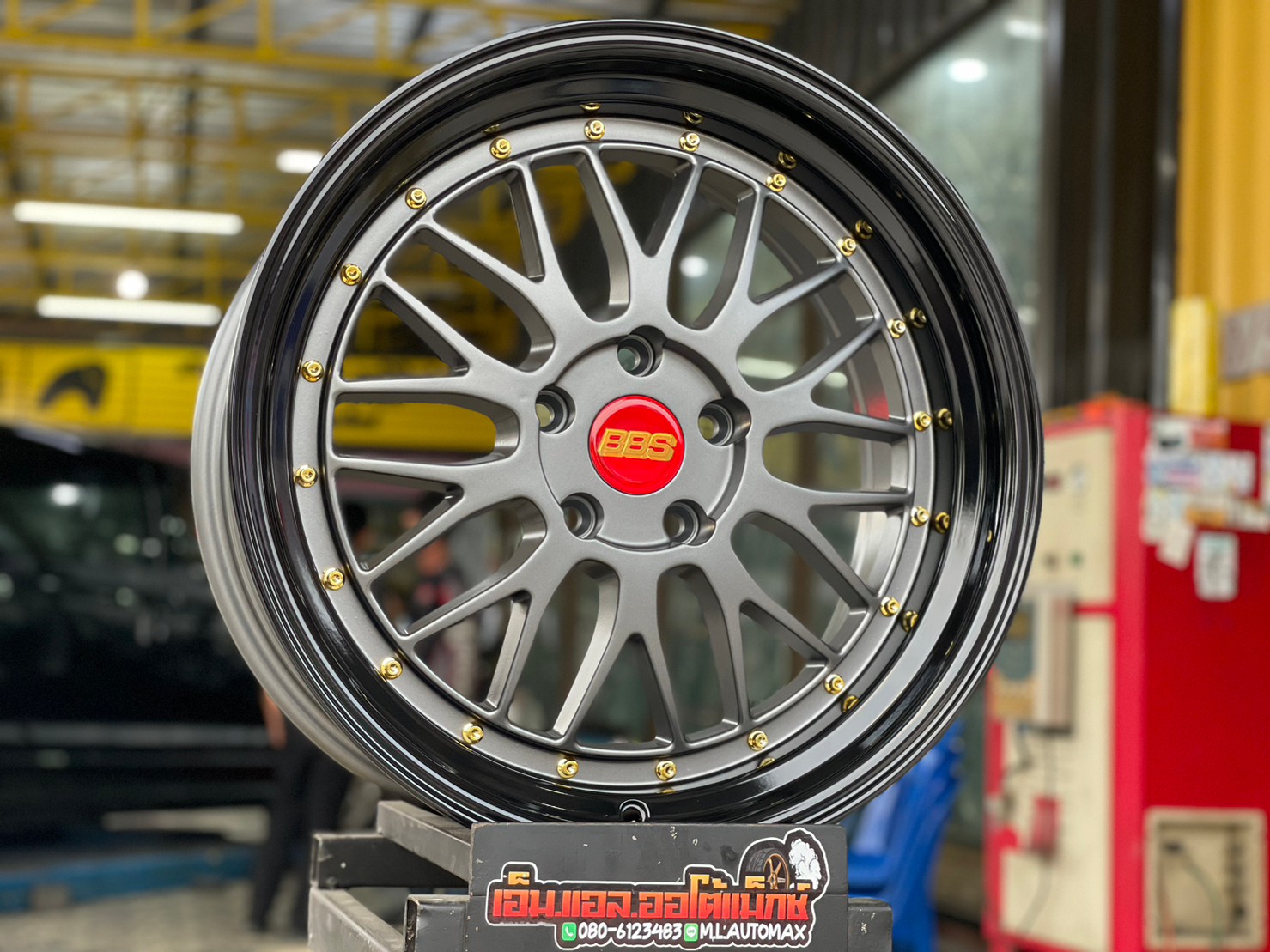 ล้อแม็กซ์ใหม่ BBS LM ขอบ18 18x8.5 ET33 5x112 18x8.5 ET33 5x114 สีเทากัน ขอบดำเงา หลุดสีทอง