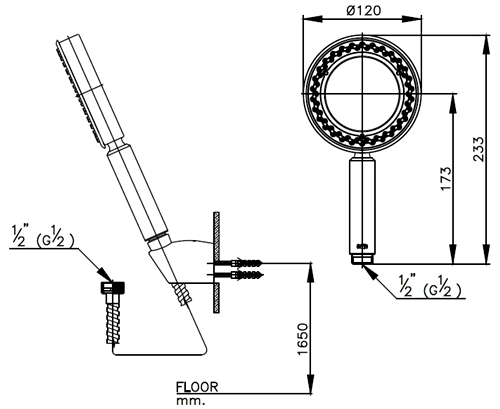 COTTO ฝักบัวพร้อมสาย 1 ฟังก์ชั่น รุ่น Z72(HM)