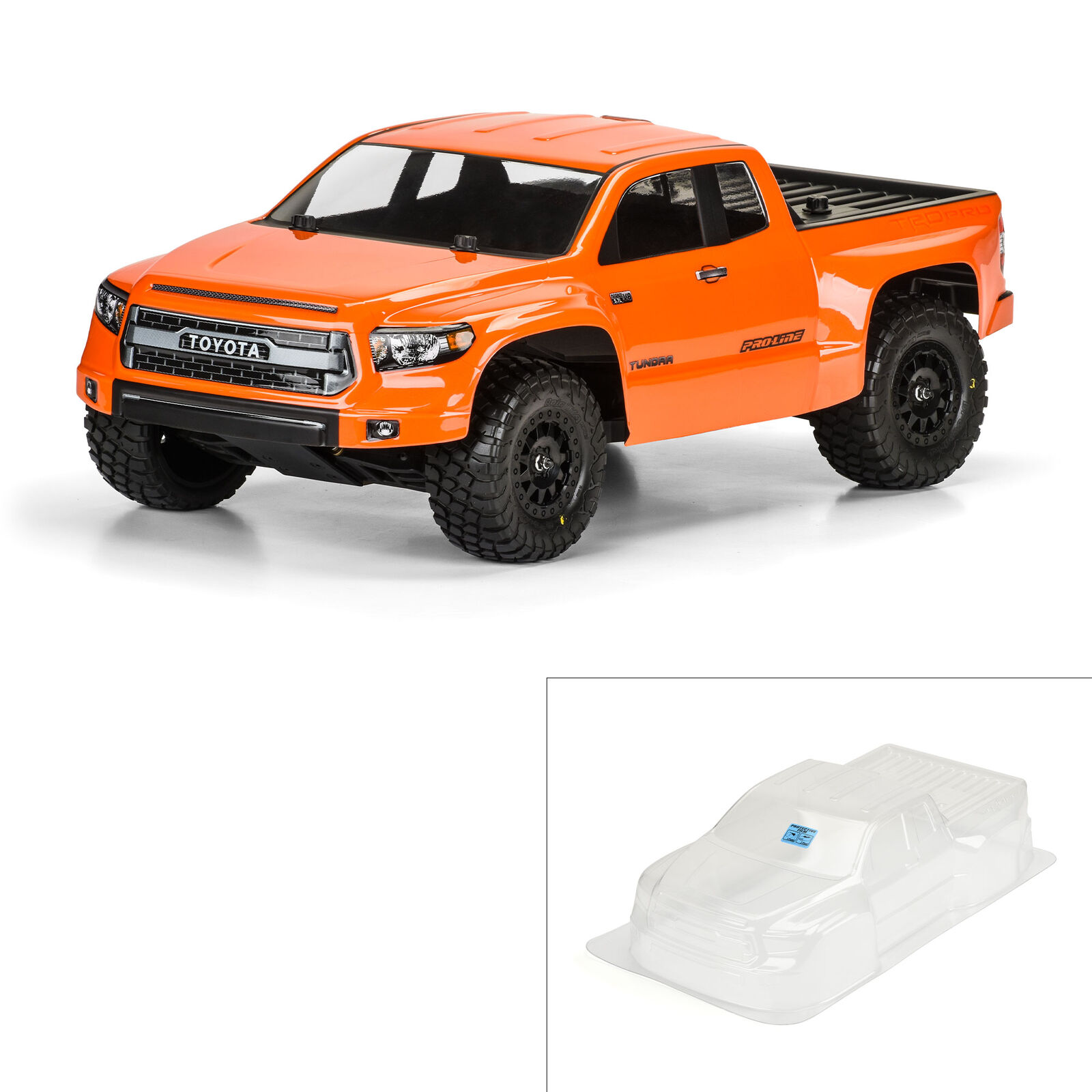 PRO-3476-00 1/10 Toyota Tundra TRD Pro True Scale Clear Body: Short Course (ใส่ได้กับ Slash2WD, Slash4X4 ต้องเปลี่ยนเสาบอดี้)