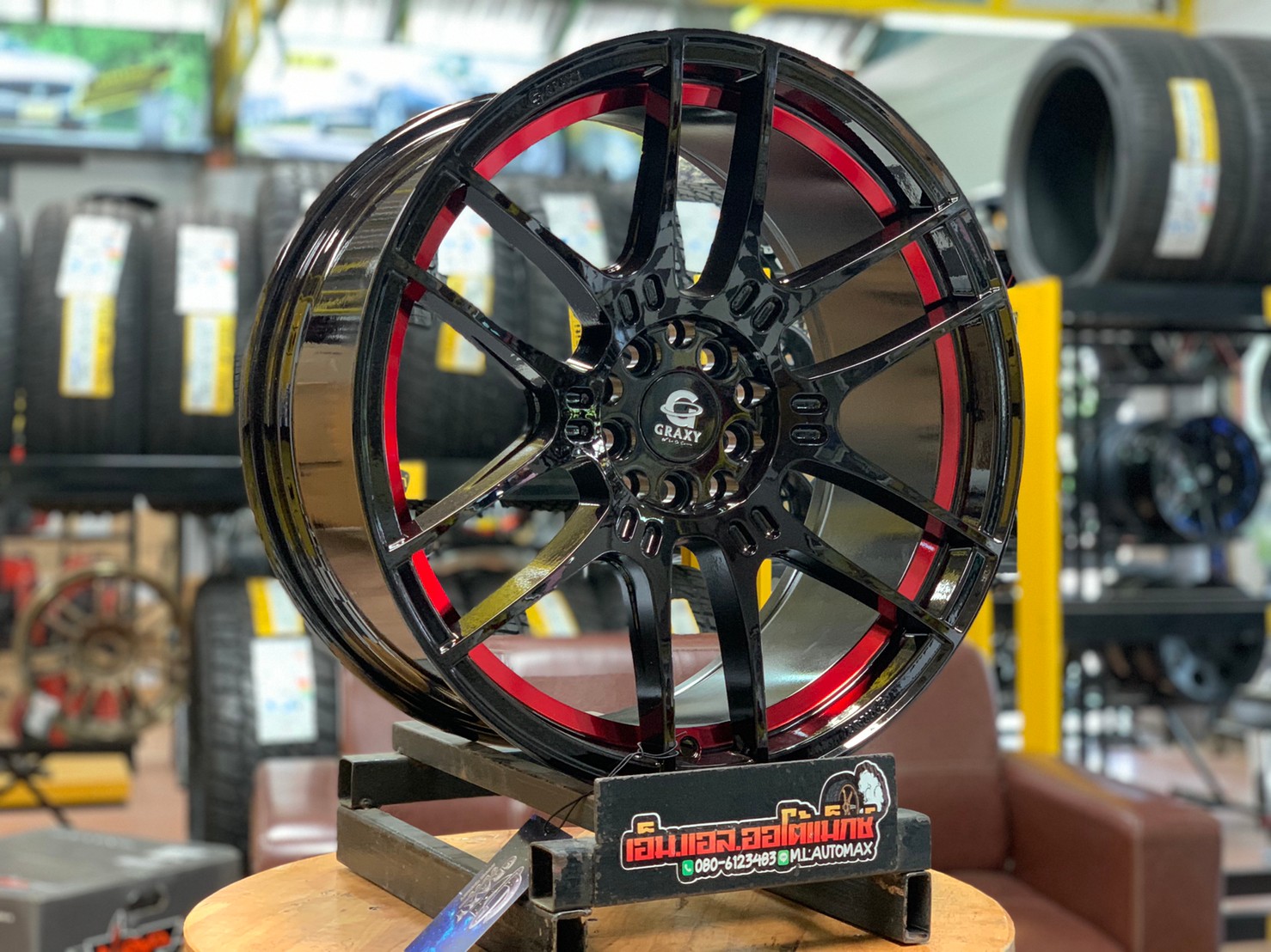 ล้อแม็กใหม่ขอบ18 งานHOF RacingWheel 5รู100 5รู114 กว้าง8.5สีดำขอบกลึงแดง