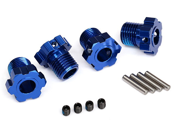 8654 Wheel hubs, splined, 17mm (blue-anodized) (4)/ 4x5 GS (4), 3x14mm pin (4)