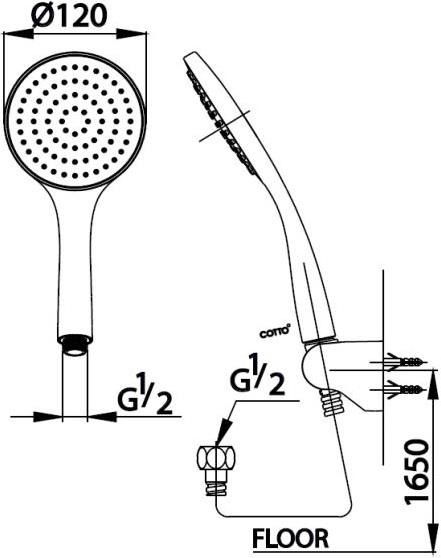 COTTO ฝักบัวพร้อมสาย 1 ฟังก์ชั่น รุ่น ZH011(HM)