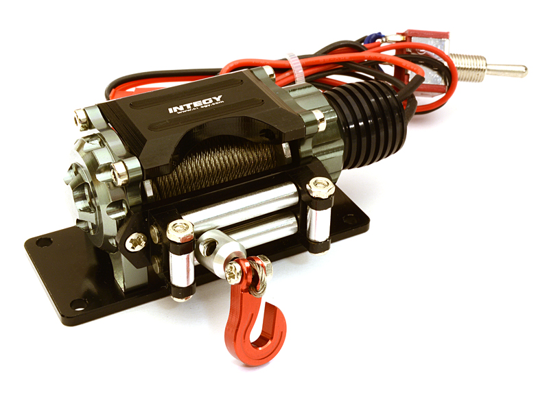 INT-C27161GUN Billet Machined T3 Realistic Mega Winch for Scale Rock Crawler 1/10 Size
