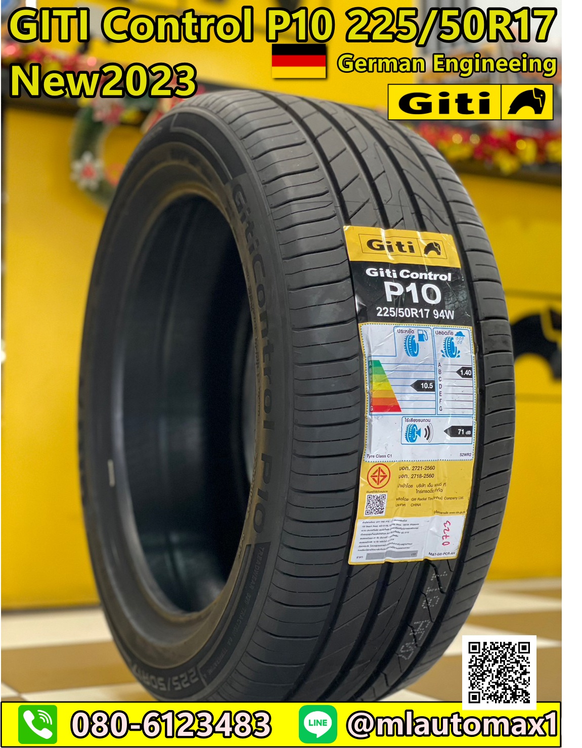 ยางใหม่ GITI Control P10 225/50R17 ยางใหม่ปี2023 ราคาโปรโมชั่นพิเศษ พร้อมติดตั้งฟรี