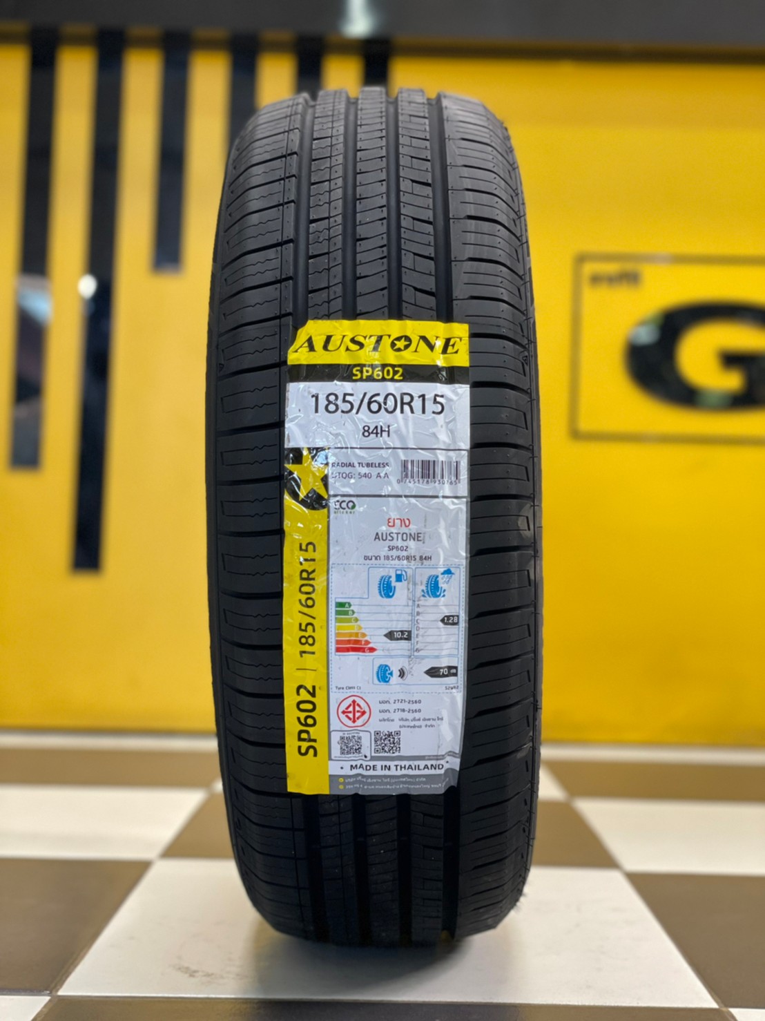 ยางใหม่AUSTONE SP602185/60R15 ยางผลิตไทย คุ้มค่ารับประกันบาดบวมเบียดตำ365วันเคลมฟรี ยางใหม่ปี2022