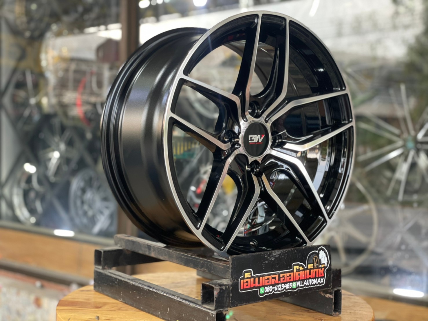 ล้อแม็กซ์ขอบ15 Brightwheels ASTON-3 ขอบ15 กว้าง7 ออฟ32 4รู100 สีดำหน้าเงา(FP/B)