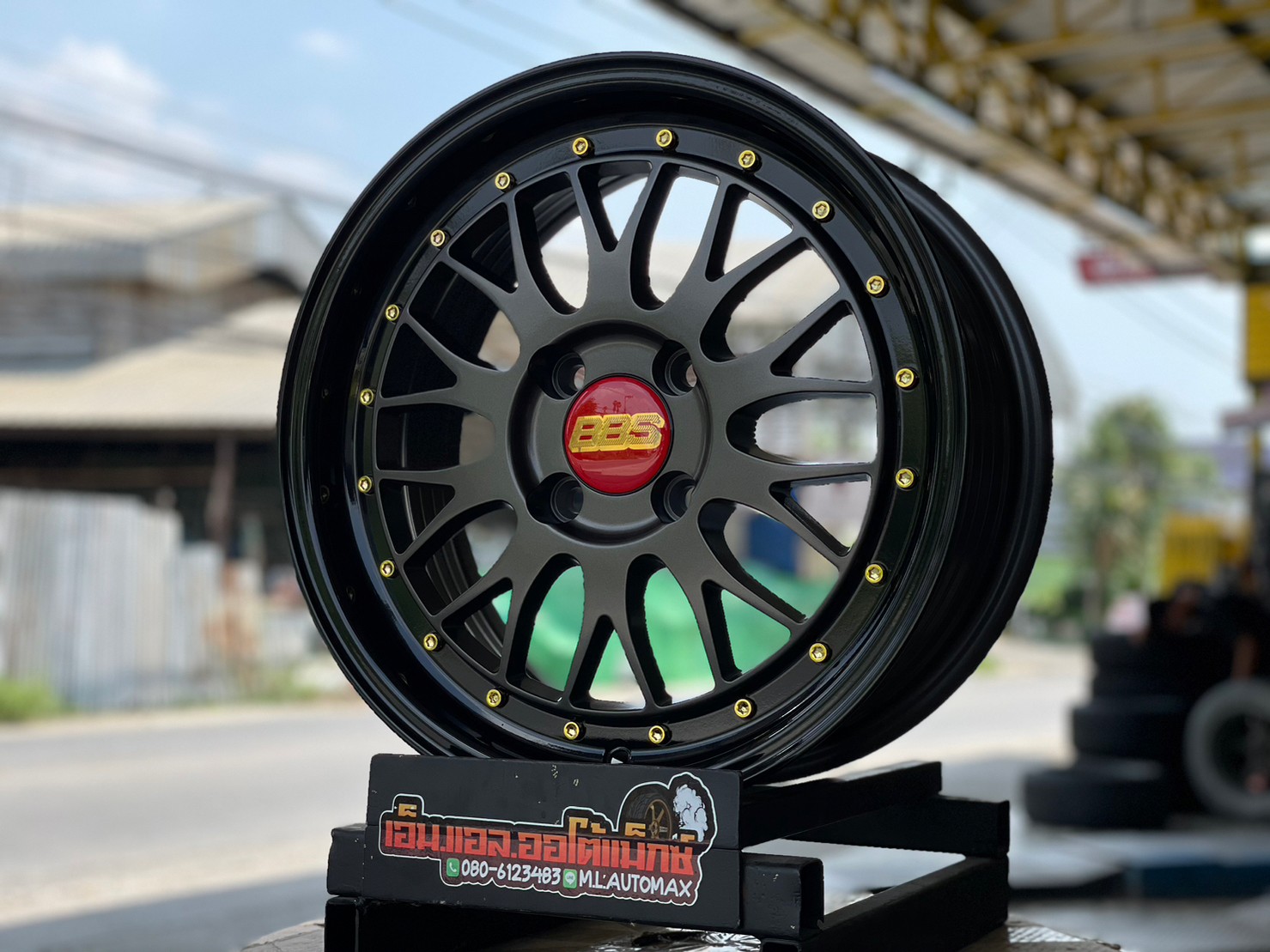 ล้อแม็กซ์ใหม่ BBS LM ขอบ15 15x6.5 ET35 4x100 สีเทากัน ขอบดำเงา หลุดสีทอง