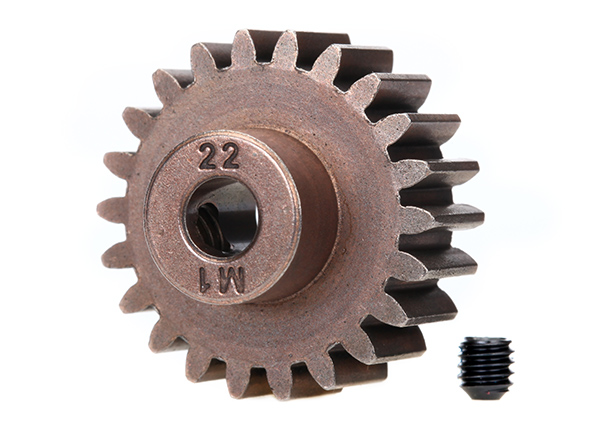 6495X Gear, 22-T pinion (1.0 metric pitch) (fits 5mm shaft)/ set screw (compatible with steel spur gears)