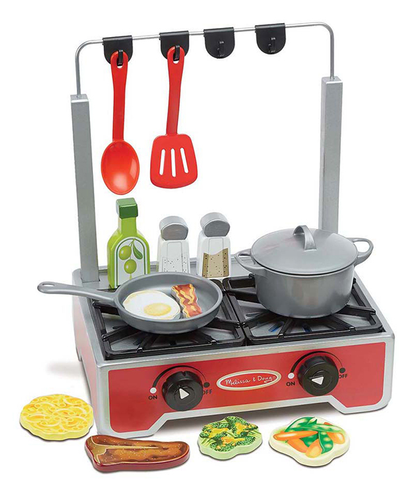 อุปกรณ์ชุดครัว เสริมสร้างจินตนาการเด็ก Deluxe Wooden Cooktop Set