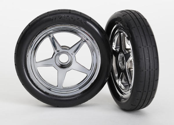 6975 Tires & wheels, assembled, glued (5-spoke chrome wheels, tires, foam inserts) (front) (2)