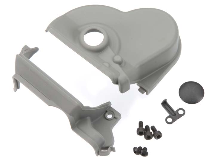 3977R Cover, gear (upper & lower) (1)/ dust plug (1)/ 3x6mm CS (3) (for single motor installation, use with motor plate #3997X)