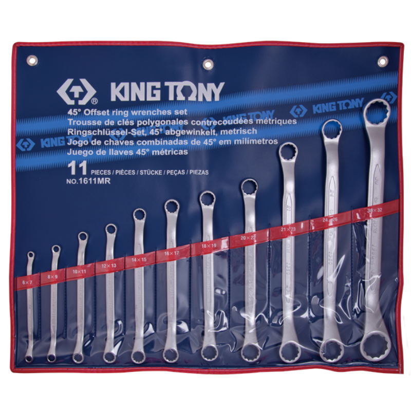 ชุดประแจแหวน คอ 45 องศา รุ่น 1611MR KING TONY