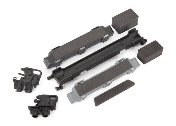 8919R Battery hold-down/ mounts (front & rear)/ battery compartment spacers/ foam pads (fits Maxx® with extended chassis (352mm wheelbase))