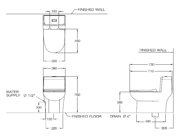 Prema P10001 สุขภัณฑ์ชิ้นเดียว ใช้น้ำ 6 ลิตร