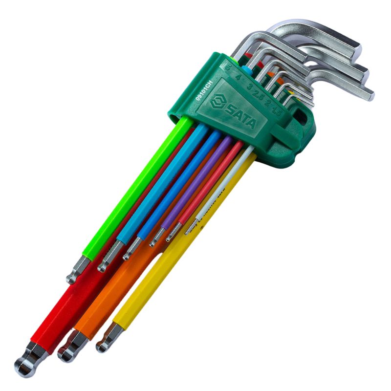 ชุดประแจหกเหลี่ยมหัวบอลกันลื่น 9 ชิ้น No.09101CH SATA