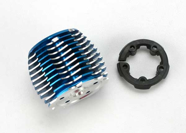 5237 Cooling head, PowerTune (machined aluminum, blue- anodized)(TRX2.5and2.5R)/headprotector(plastic)