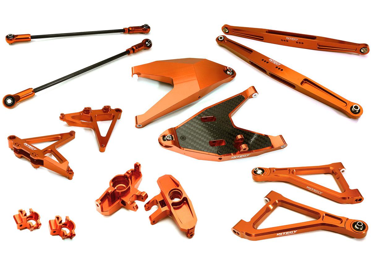 INT-C28629ORANGE Billet Machined Alloy Suspension Kit for Traxxas 1/7 Unlimited Desert Racer
