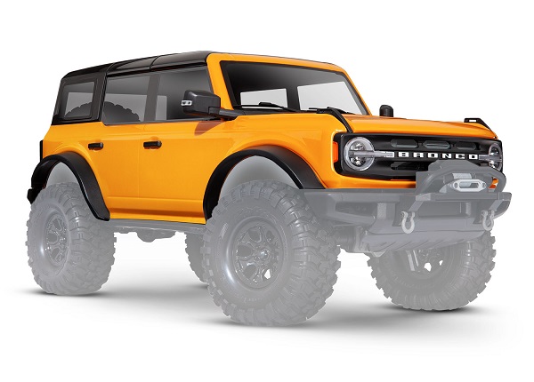 9211X Body, Ford Bronco (2021), complete, Cyber Orange (painted) (includes grille, side mirrors, door handles, fender flares, windshield wipers, spare tire mount, & clipless mounting) (requires #8080X inner fenders)