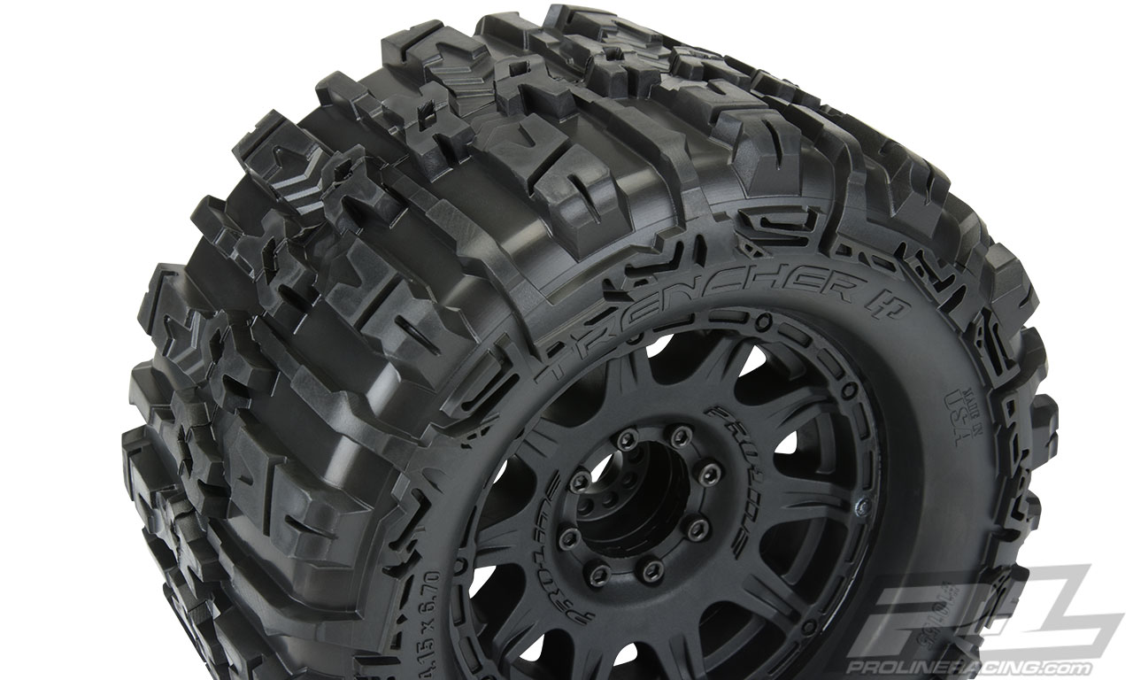PRO-10155-10 Trencher HP 3.8" All Terrain BELTED Tires Mounted for 17mm MT Front or Rear, Mounted on Raid Black 8x32 Removable Hex 17mm Wheels