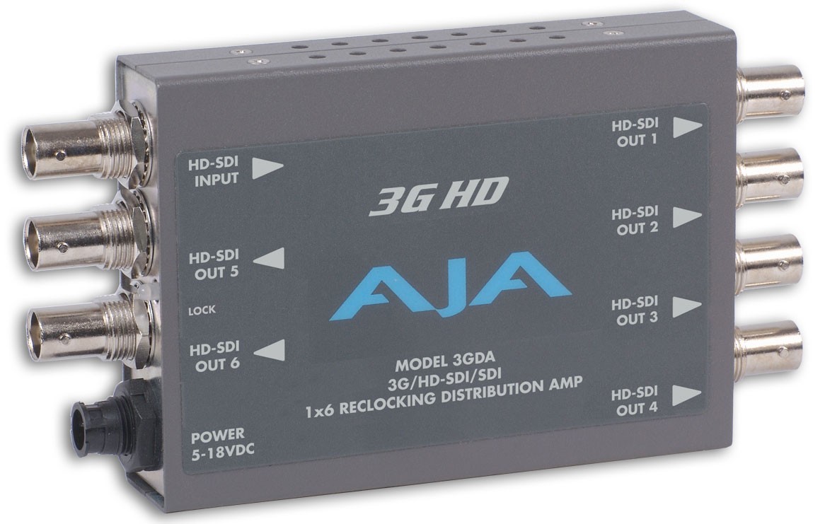 AJA 3GDA 1x6 3G/HD/SD Reclocking Distribution Amplifier