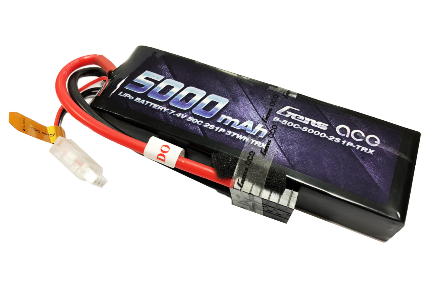 2S 5000mAh 50C GensLipo Gens Lipo 5000 mAh. 7.4V 2S 50C (ปลั๊กTRX)