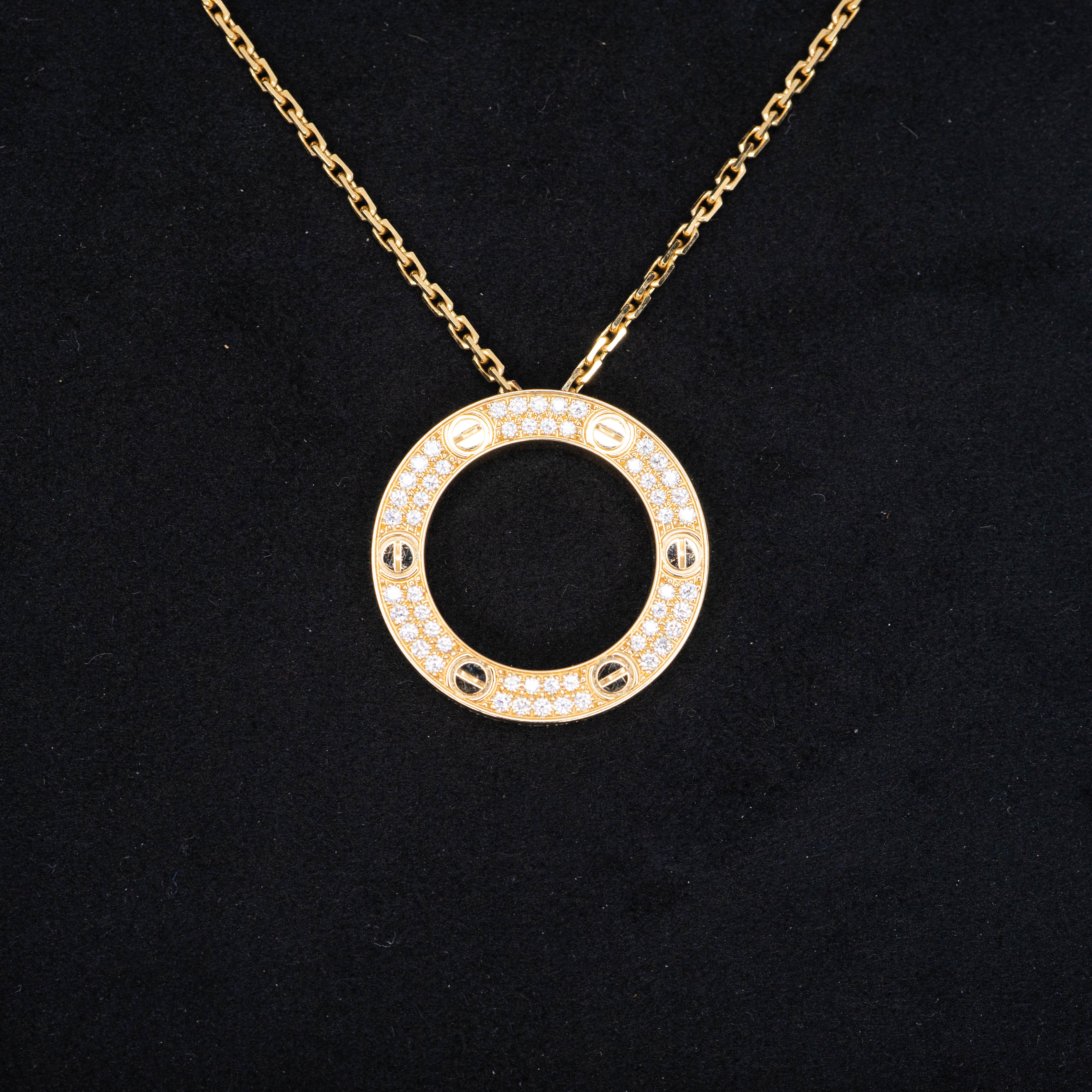 **Sold **สร้อยและจี้ Cartier Love Necklace, Diamond-Paved ทองคำ18K ความยาว 16.5# (Used) +กล่องและการ์ดไทย2022และใบเสร็จ