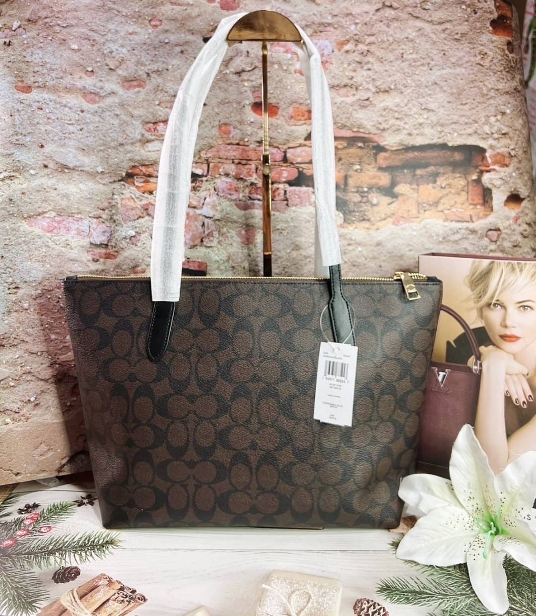 กกระเป๋าCOACH 4455 ZIP TOP TOTE IN SIGNATURE CANVAS