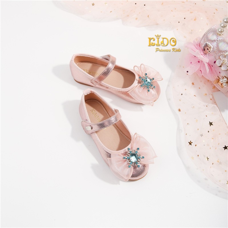 รองเท้าเด็ก(หน้าร้านอยู่รัชดา ลองได้)H046สีโอรส เรียบเงา แต่งด้วยโบว์ติดเพชร วิ้ง สวยน่ารัก