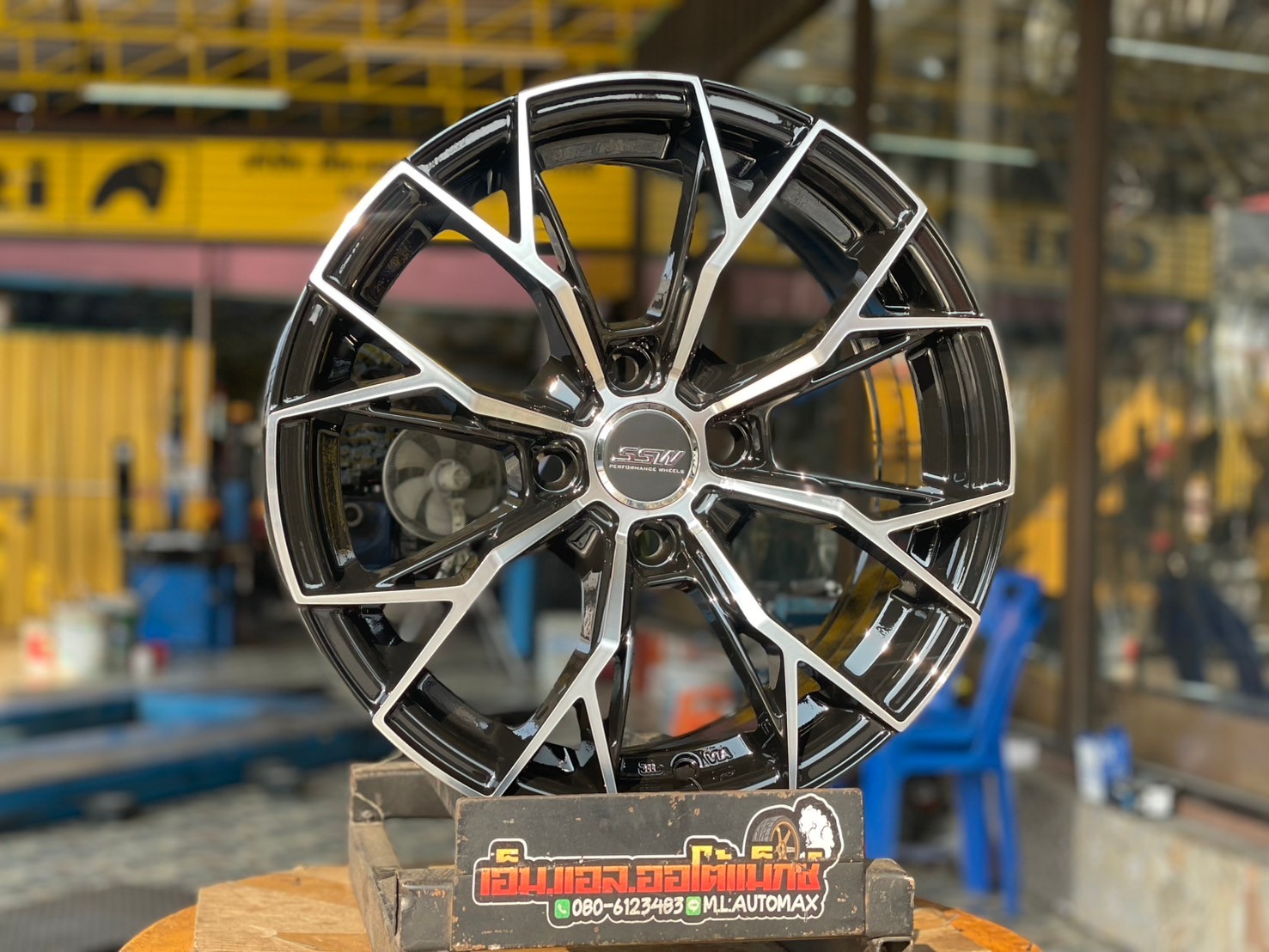ล้อแม็กซ์ใหม่ขอบ15 สวยหรู สีดำเงากลึงหน้า SSW389 15x6.5 ET35 4x100