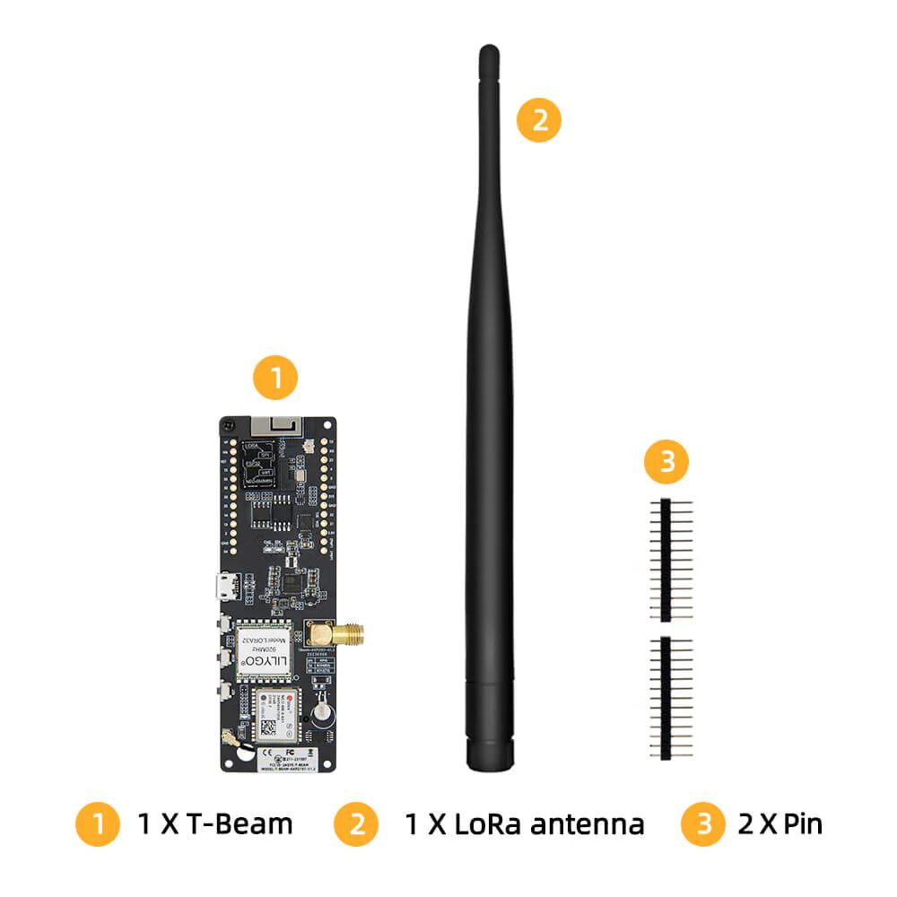 TTGO T-Beam V1.2 ESP32 923Mhz WiFi Wireless Bluetooth Module ESP 32 GPS NEO-6M SMA LORA 32 18650 Battery Holder 3dBi Antenna 19.5 CM.
