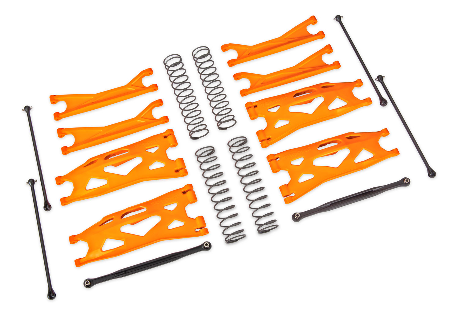 7895T Suspension kit, X-Maxx® WideMaxx®, orange (includes front & rear suspension arms, front toe links, driveshafts, shock springs)