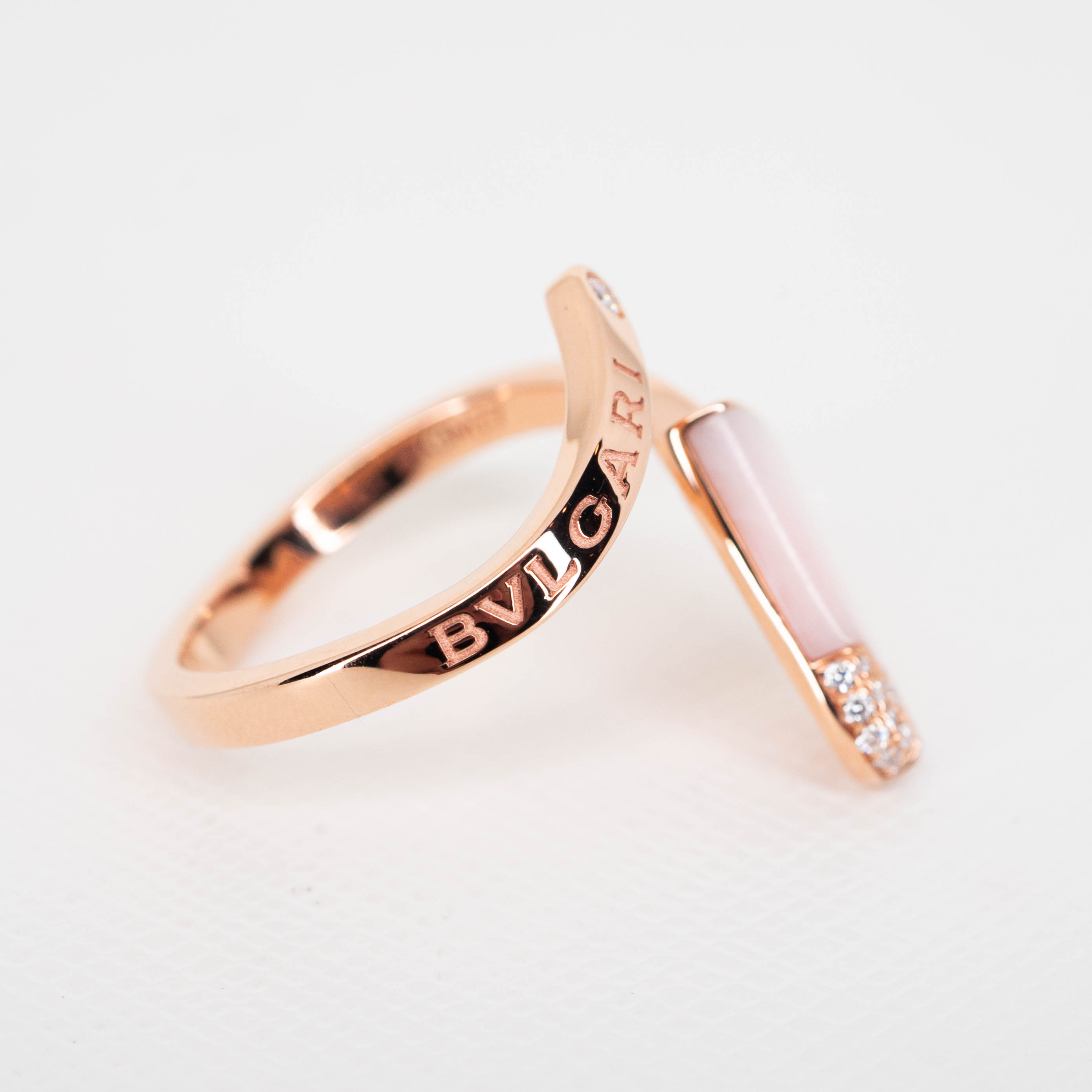 **Sold** แหวน Bvlgari Bvlgari Gelati Ring with Rose Quartz and Diamonds ทองชมพู18K(Used) +การ์ด2021