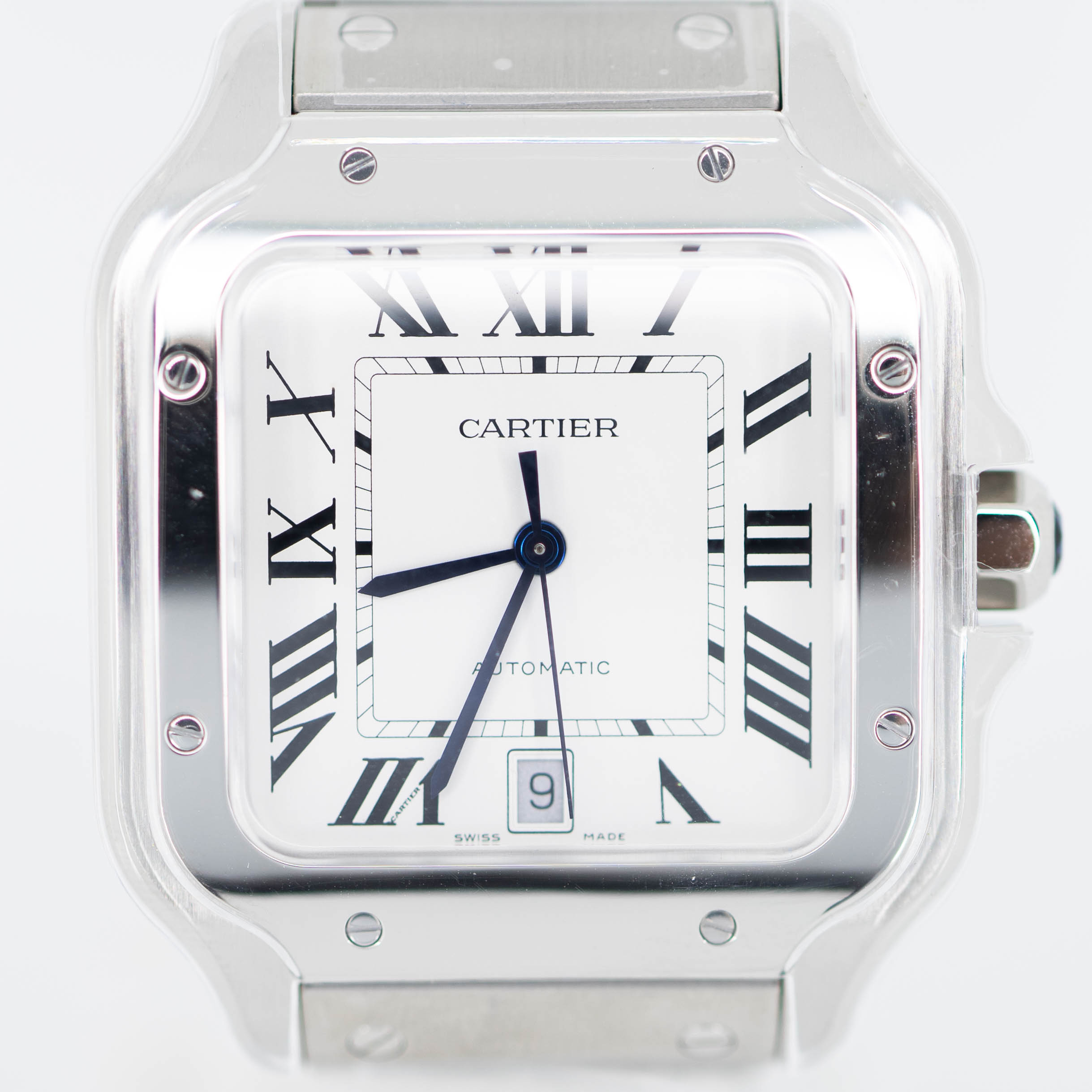 ** Sold ** นาฬิกา Cartier Santos De Cartier Watch Large Model in Stainless Steel Automatic Movement Interchangeable Metal and Leather Bracelets Ref.WSSA0018 (Used) +กล่องและการ์ดไทย2022