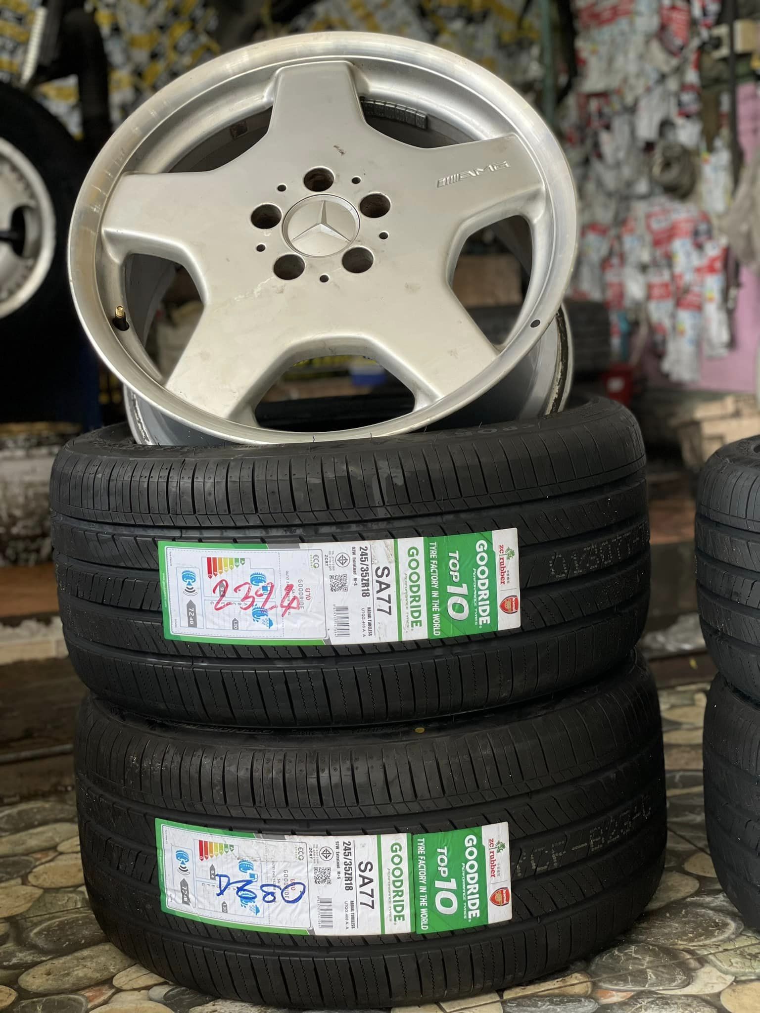 #BENZ_E200 เปลี่ยนยาง #GOODRIDE_SA77_225/40R18 #GOODRIDE_SA77_245/35R18