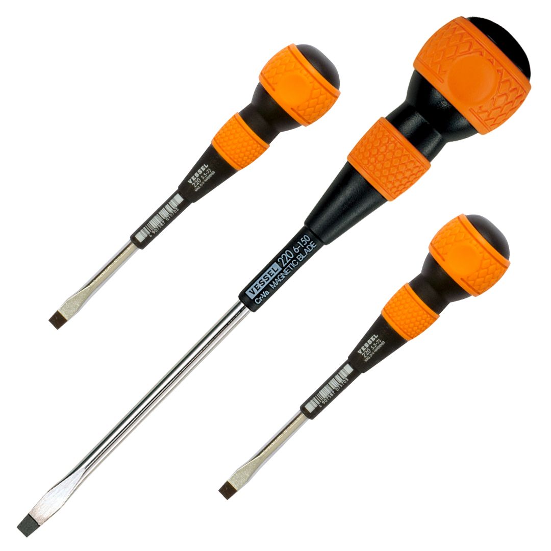 ไขควงหัวบอล Ball-Grip ปากแบน No.220 VESSEL