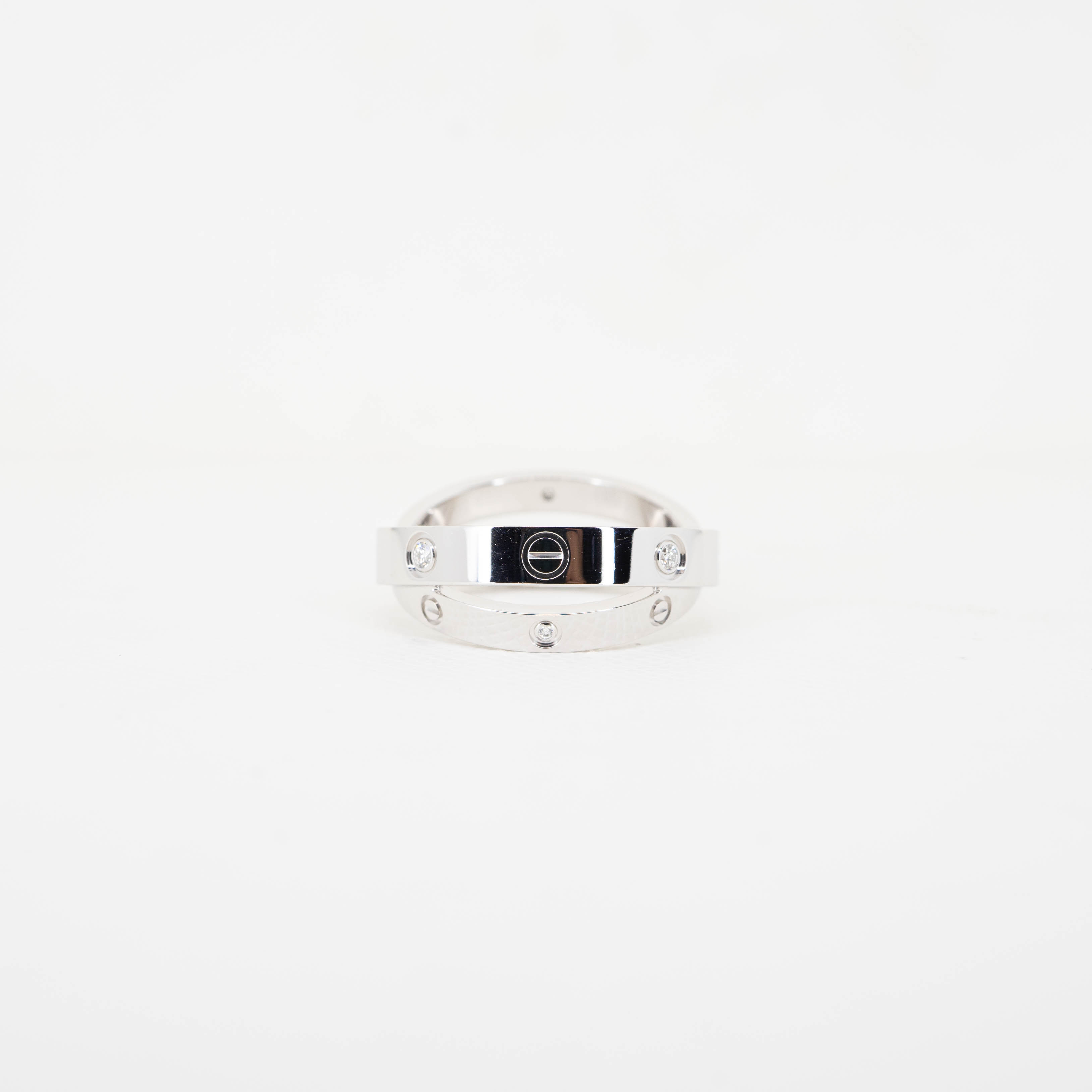 แหวน Cartier Love 6Diamonds Double Band ทองขาว18K ไซส์ 51# (Used) +กล่องและการ์ด